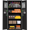 72” Locking Black Metal Storage Cabinet with Doors and 4 Shelves B553124