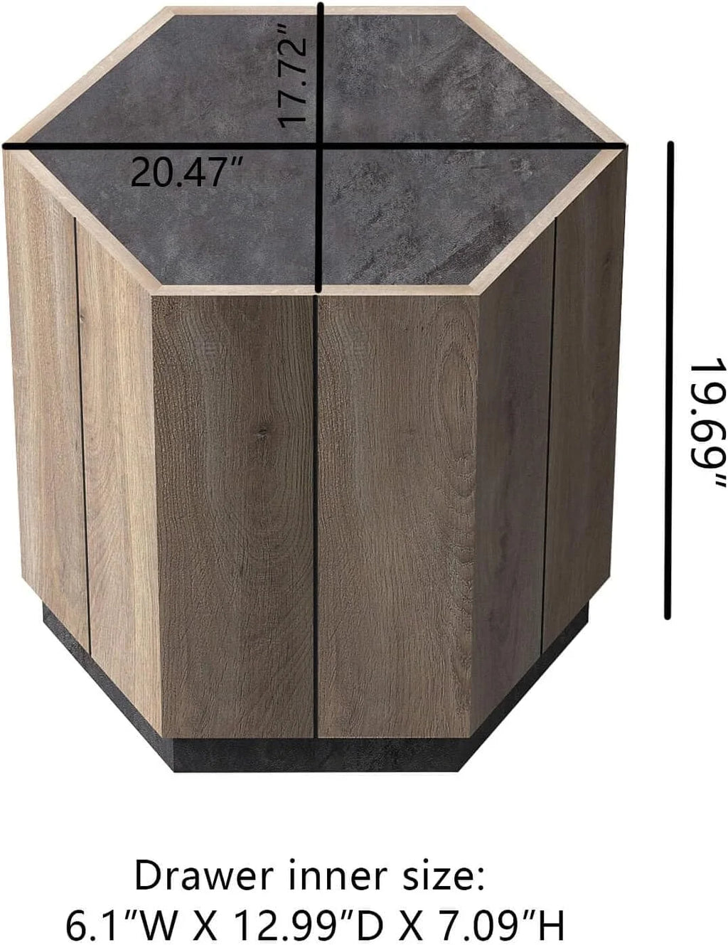 Hexagonal End Table with Drawer G498