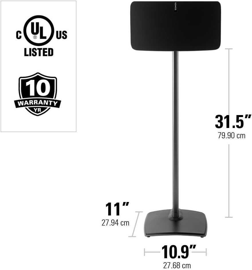 Black Wireless Speaker Stand with Cable Management R93041