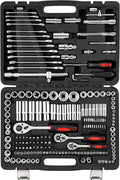 216 Piece SAE and Metric Socket Set with 72 Tooth Ratchet Wrench and Toolbox W711