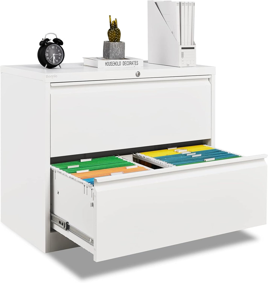 White 2-Drawer Lateral File Cabinet with Lock G361