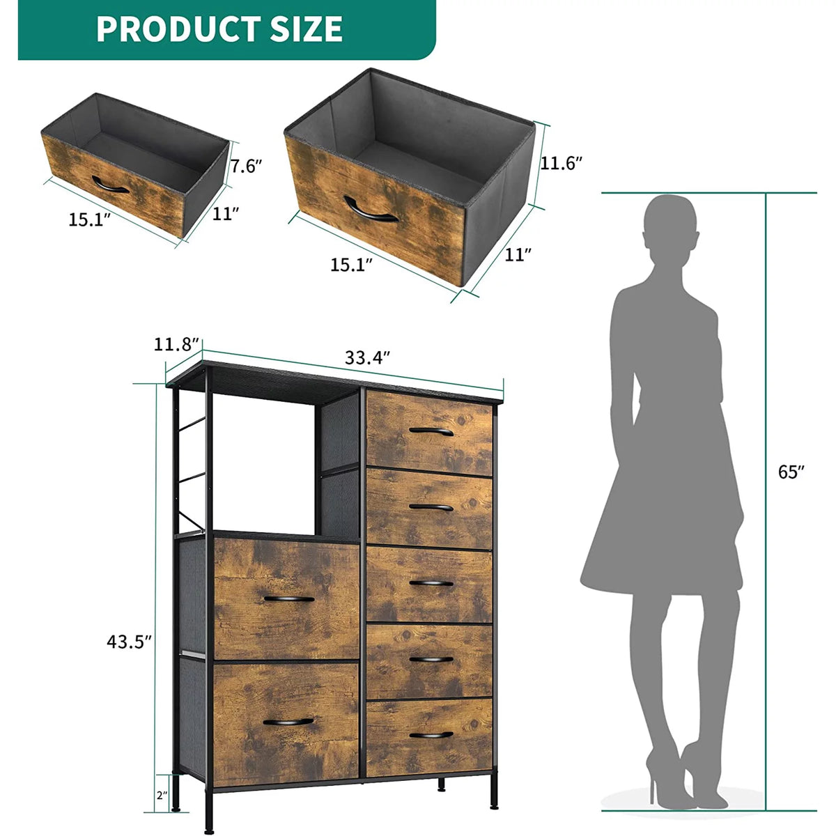 Tall 10 Drawer Fabric Storage Tower Dresser H9301