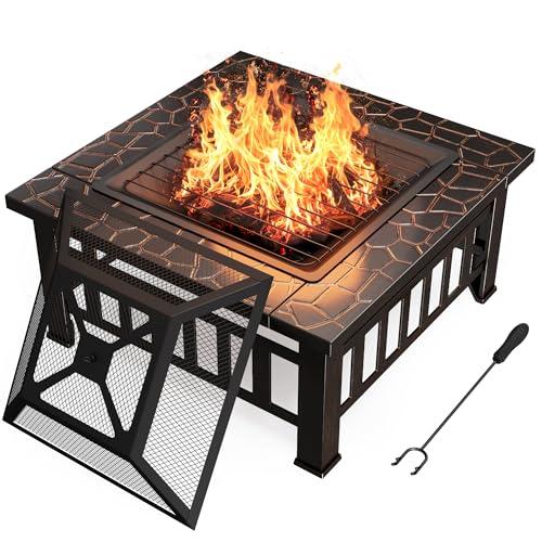 32 Inch Metal Fire Pit with Waterproof Cover H509002
