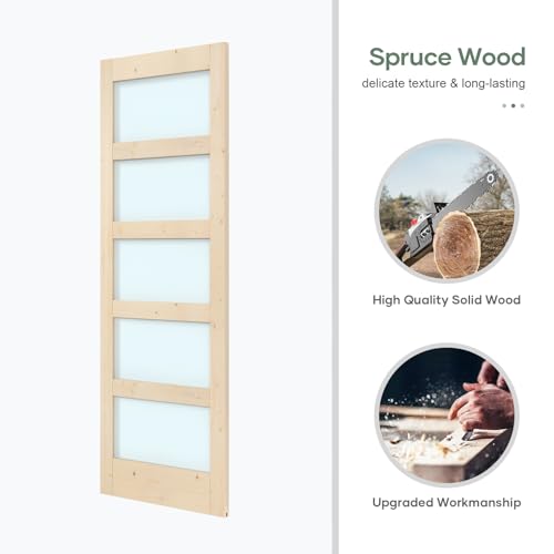 42x84 inch Frosted Glass Sliding Barn Door with Hardware Kit E3540