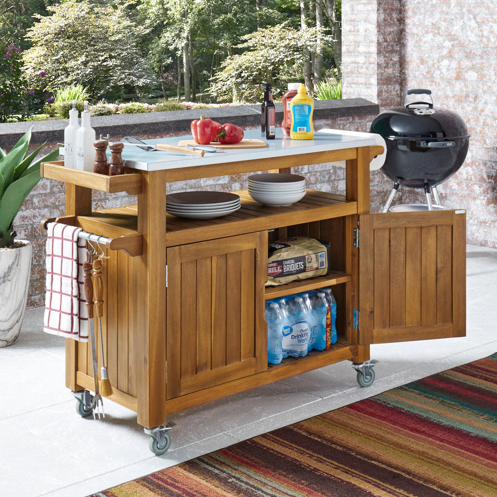 Brown Wood Outdoor Cart Q874