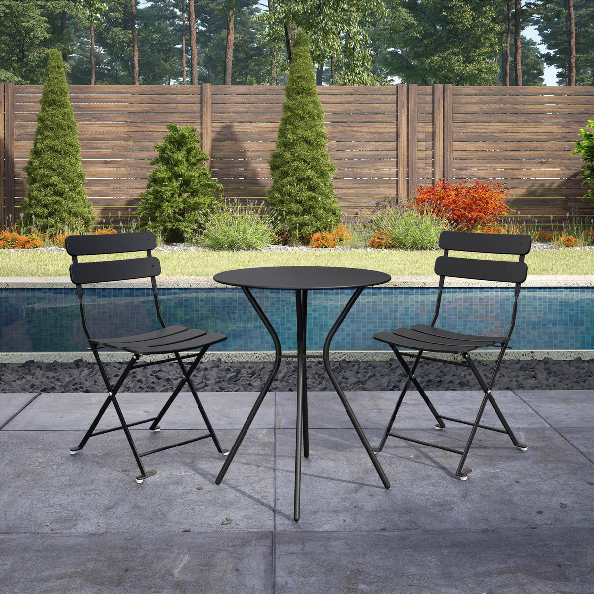 3-Piece Steel Outdoor Patio Bistro Set in Black L818