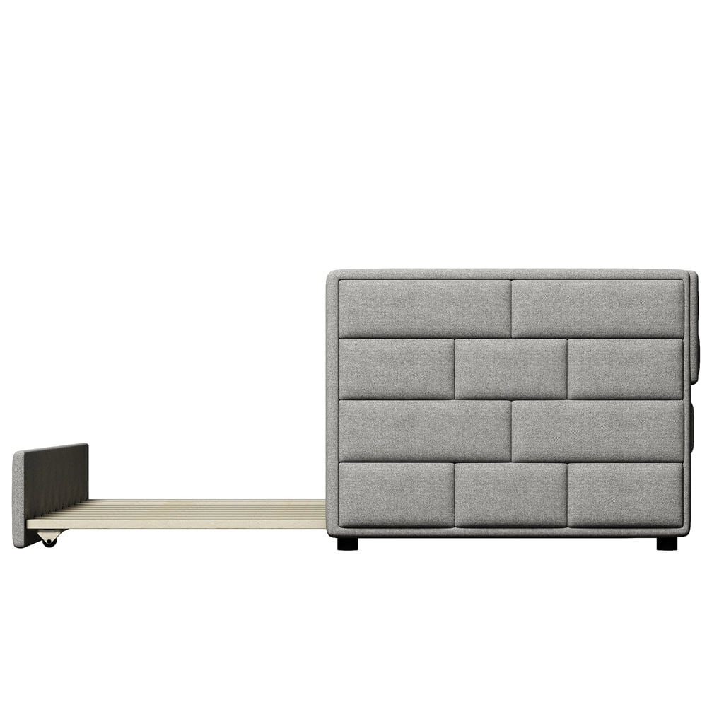 Gray Twin Upholstered Daybed with Trundle and Storage Drawers X820463