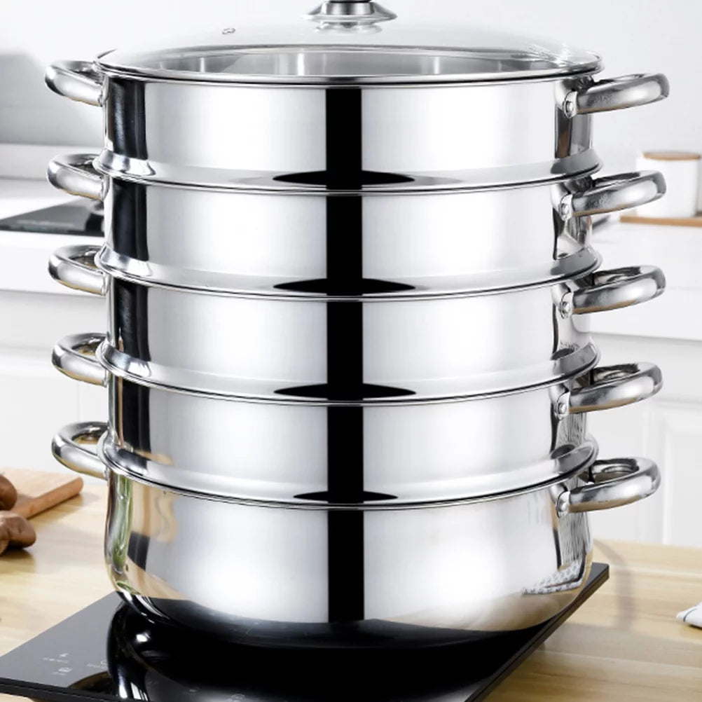 Stainless Steel Steamer Stockpot Soup Pot Silver 28cm P525654