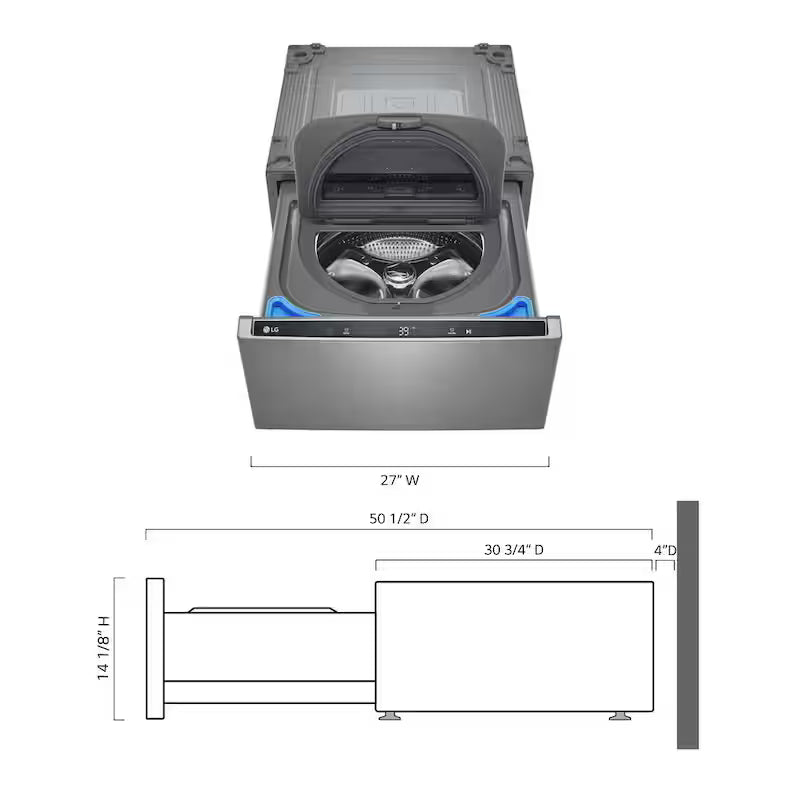 27 in. 1 cu. ft. Laundry Pedestal Washer with Slim DD Motor in Graphite N692