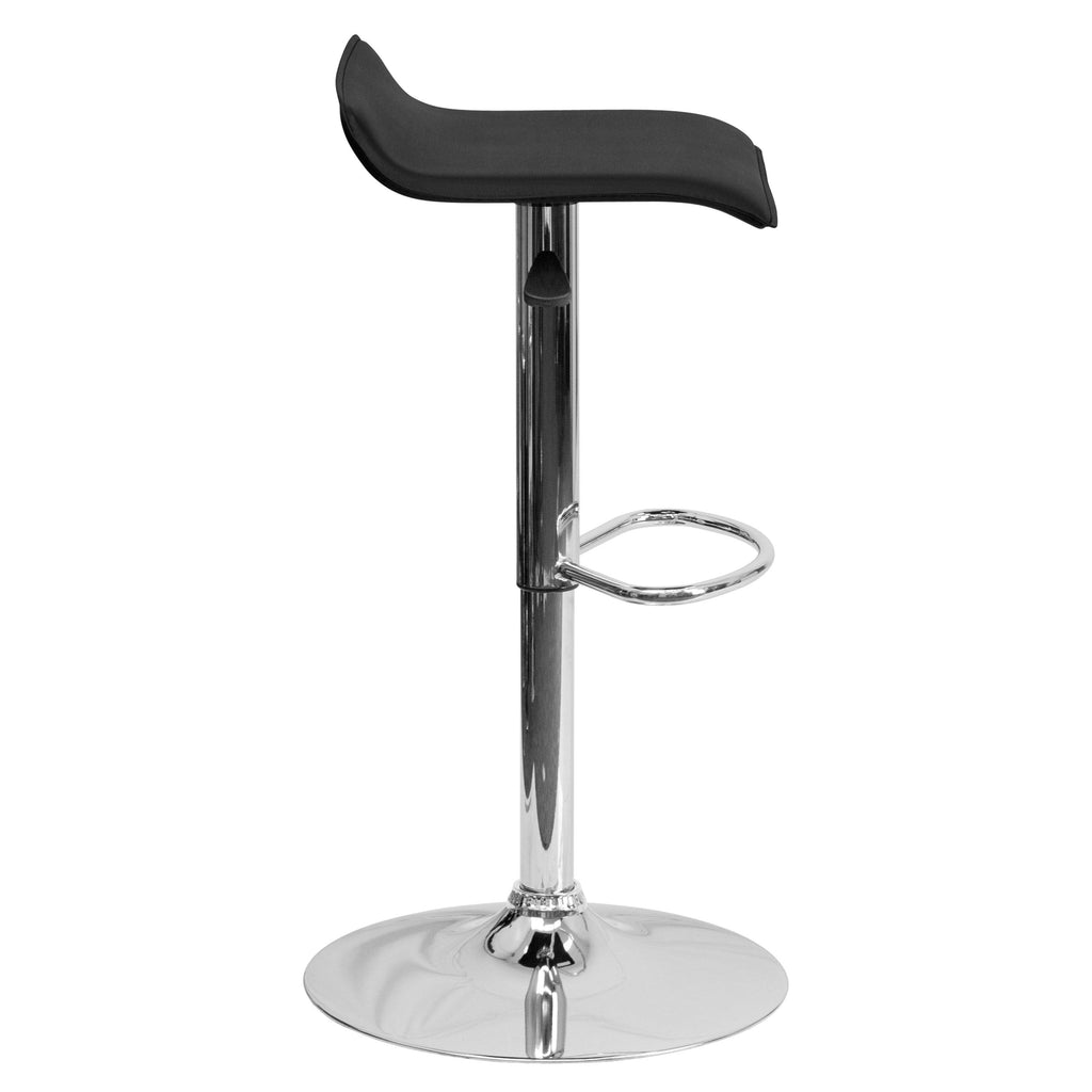 Black Vinyl Adjustable Height Barstool with Chrome Base H146304