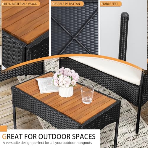 4-Piece Outdoor Wicker Patio Furniture Set with Cushions N9260