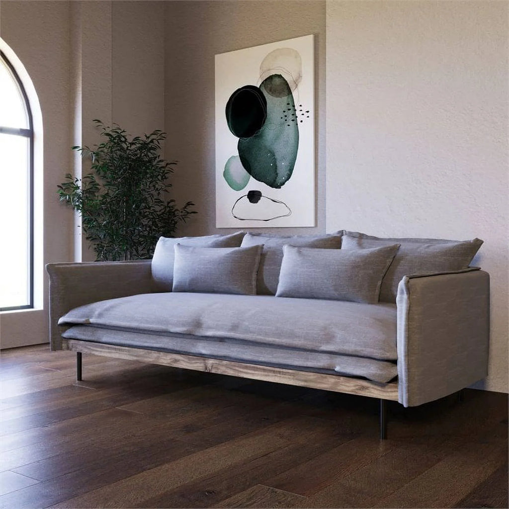 Gray Fabric & Wood Sofa N755
