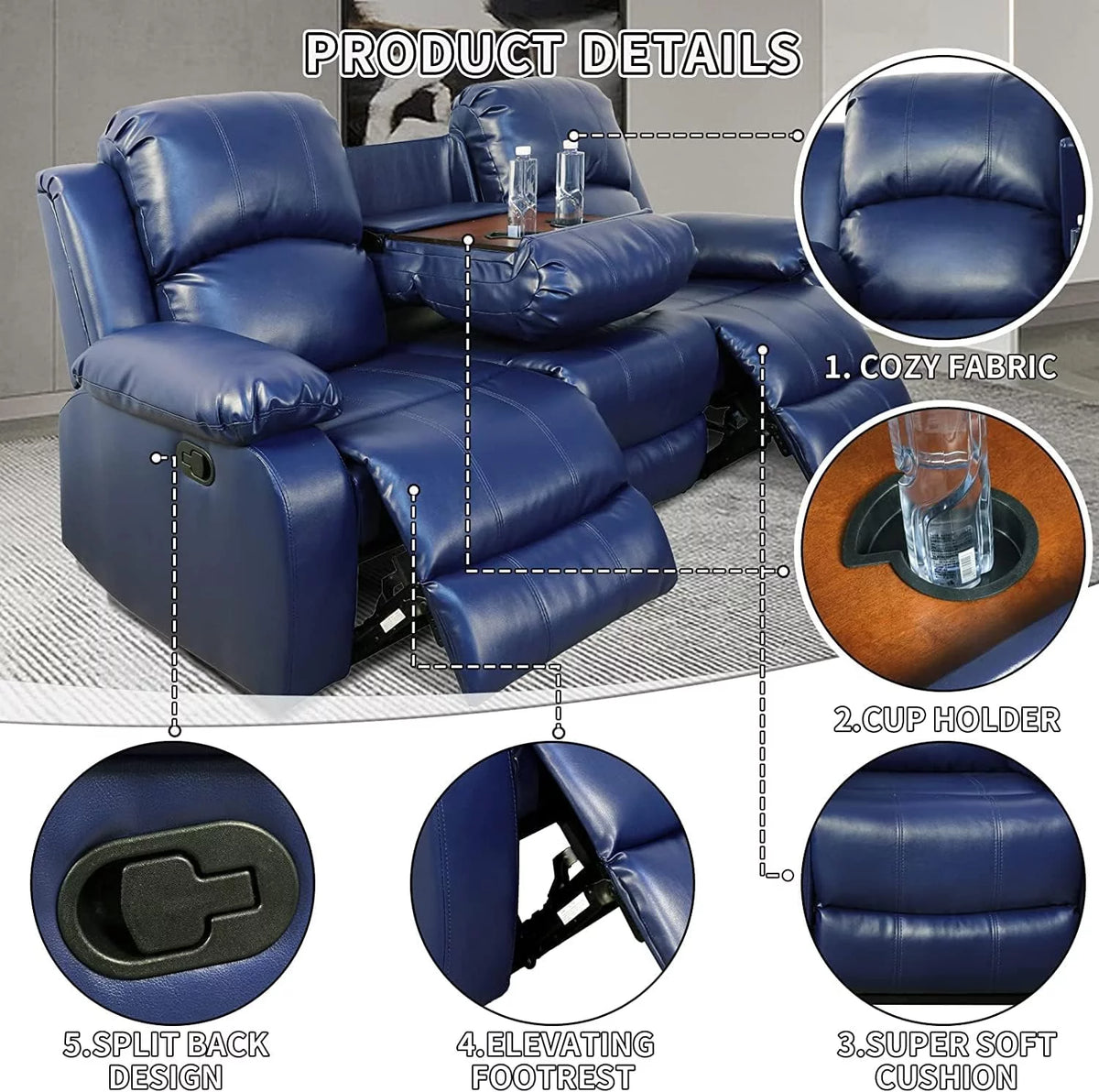 2 Piece Manual Recliner Sofa Couch Y489