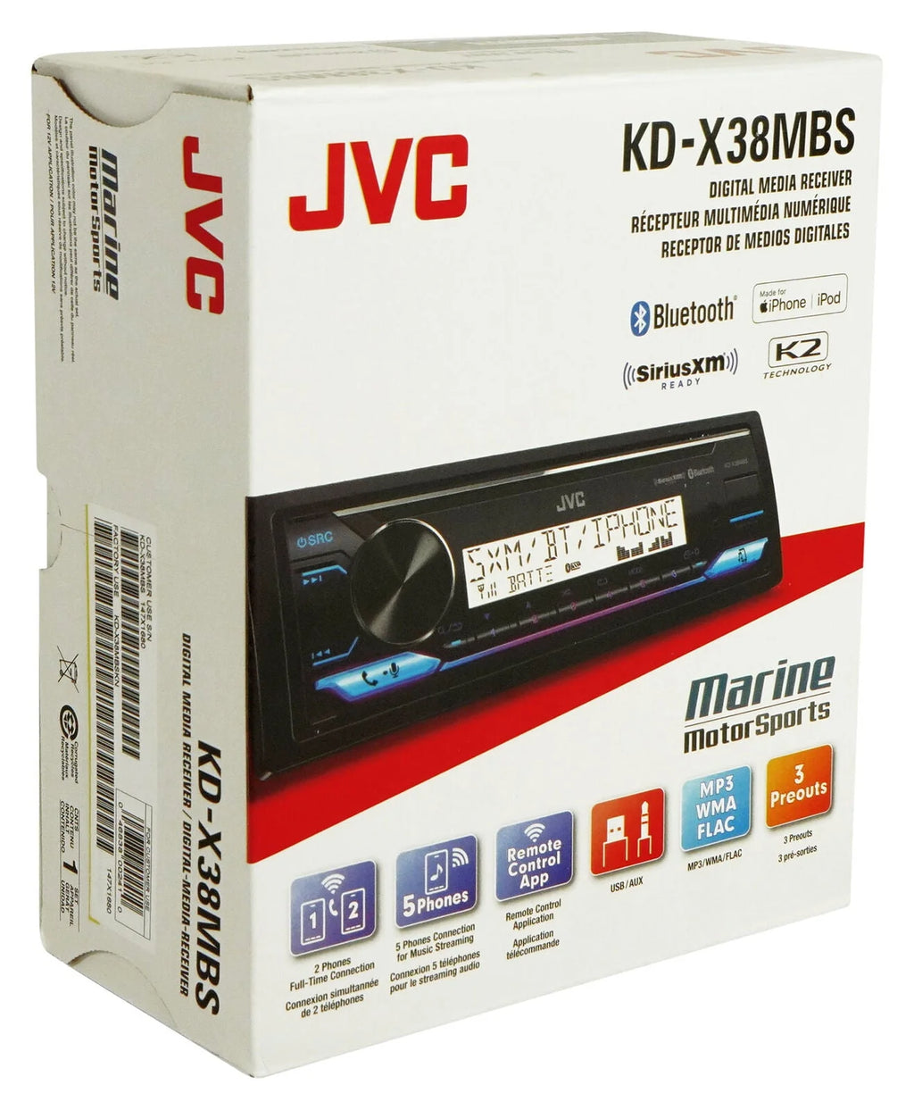 Single-DIN Marine CD Multimedia Receiver with Bluetooth K2992