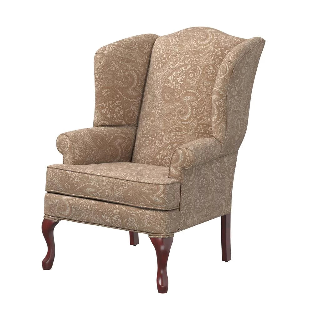 Cream Chenille Wingback Accent Chair V556