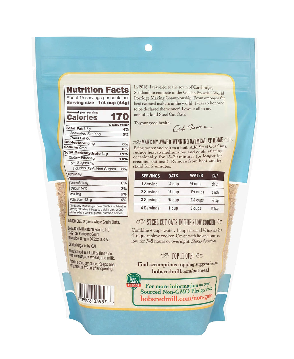 Organic Steel Cut Oats 24 Oz 2 Pk Q811486