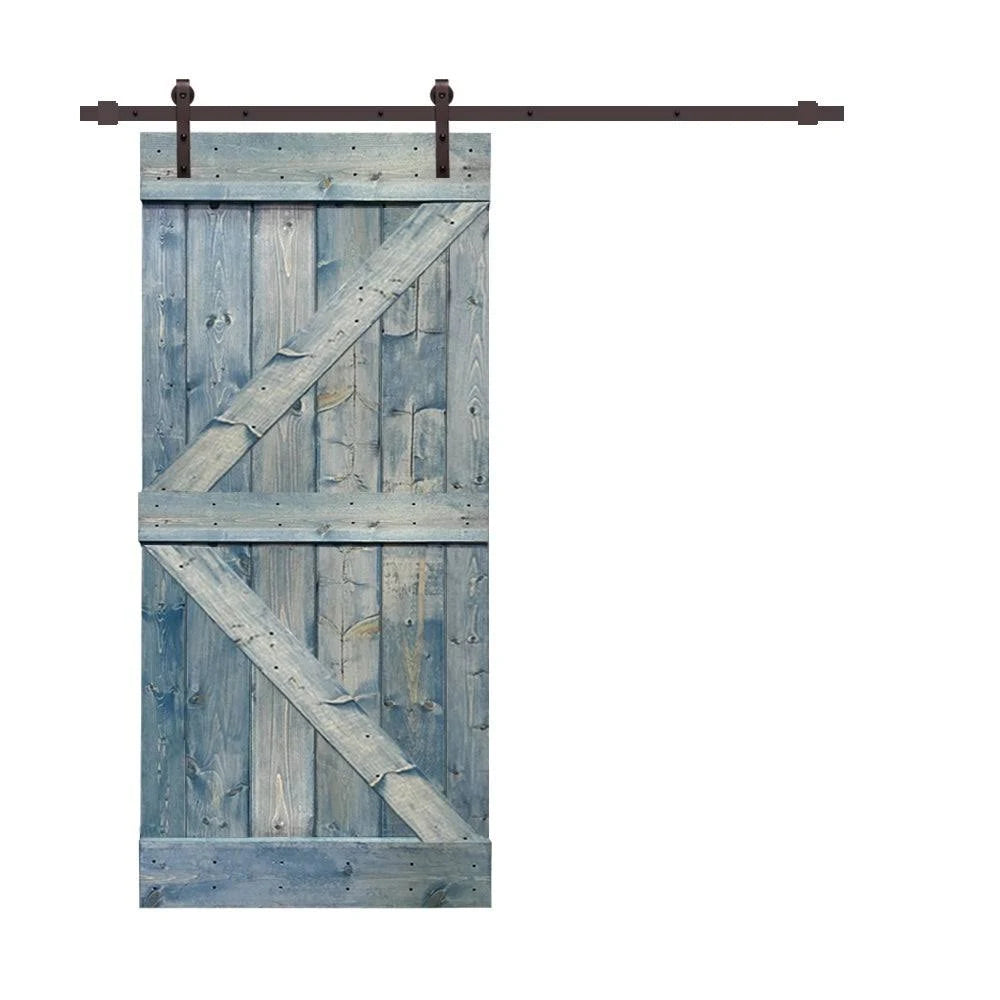 Stained Wood Sliding Barn Door with Hardware Kit Q44605