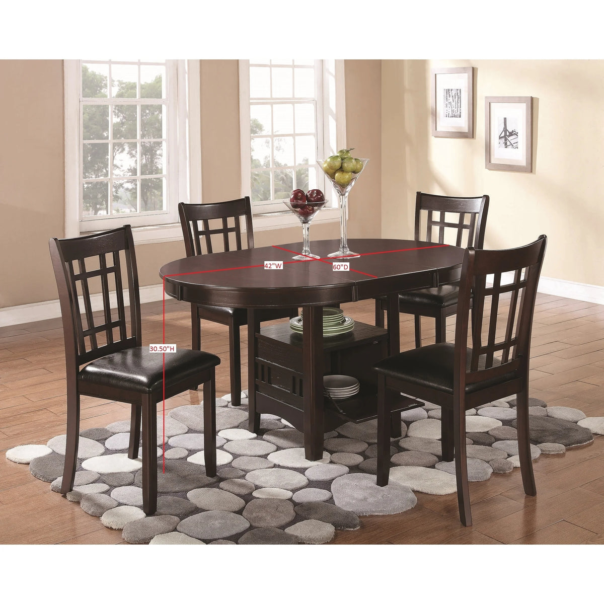 Espresso and Black 5-piece Dining Room Set H215283