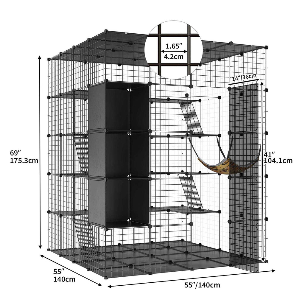 5-Tier Metal Cat Cage with Cube Storage N618
