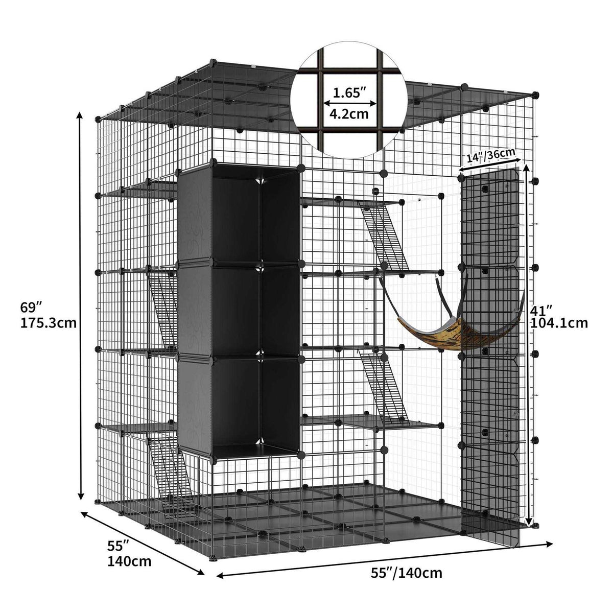 5-Tier Metal Cat Cage with Cube Storage N618