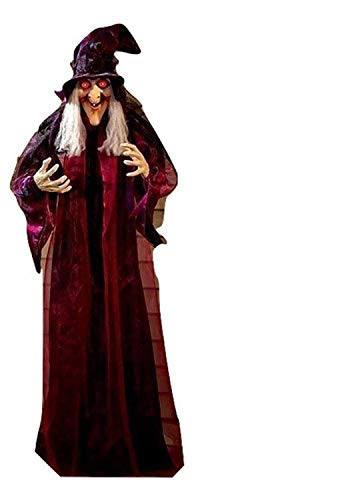 Animated Halloween Witch with Sound Activation and Red Eyes N201337