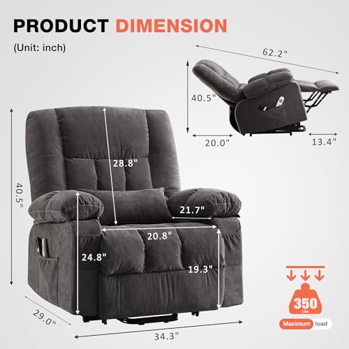 Power Lift Recliner Chair with Vibration Massage and Lumbar Heating G85696