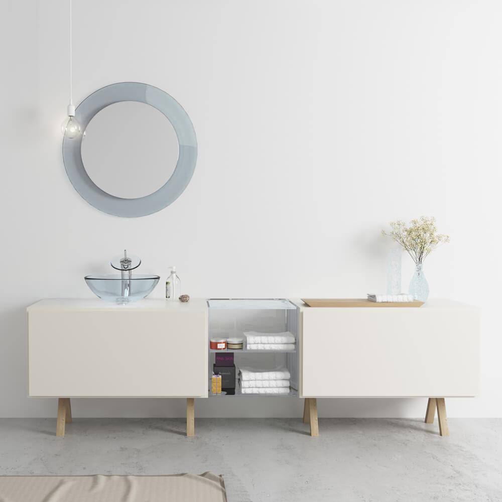 Glass Vessel Bathroom Sink with Vessel Faucet F559