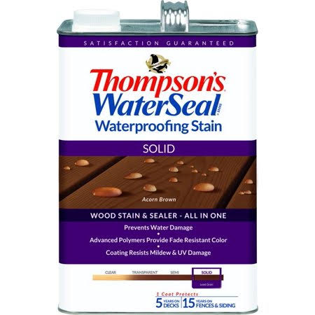Acorn Brown Waterproofing Solid Color Stain and Sealer Gallon Case of 4 X1578