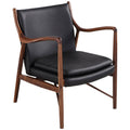 Black Italian Leather Walnut Arm Chair Y25176