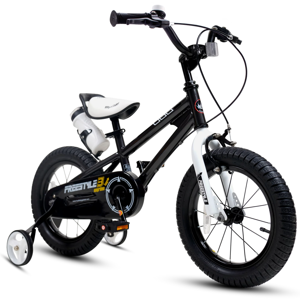 12 In Black Kids Bike with Training Wheels U690608