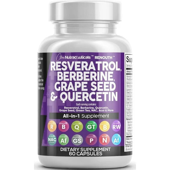 Resveratrol Berberine Grape Seed Extract Quercetin Green Tea Extract 60 Capsules F637