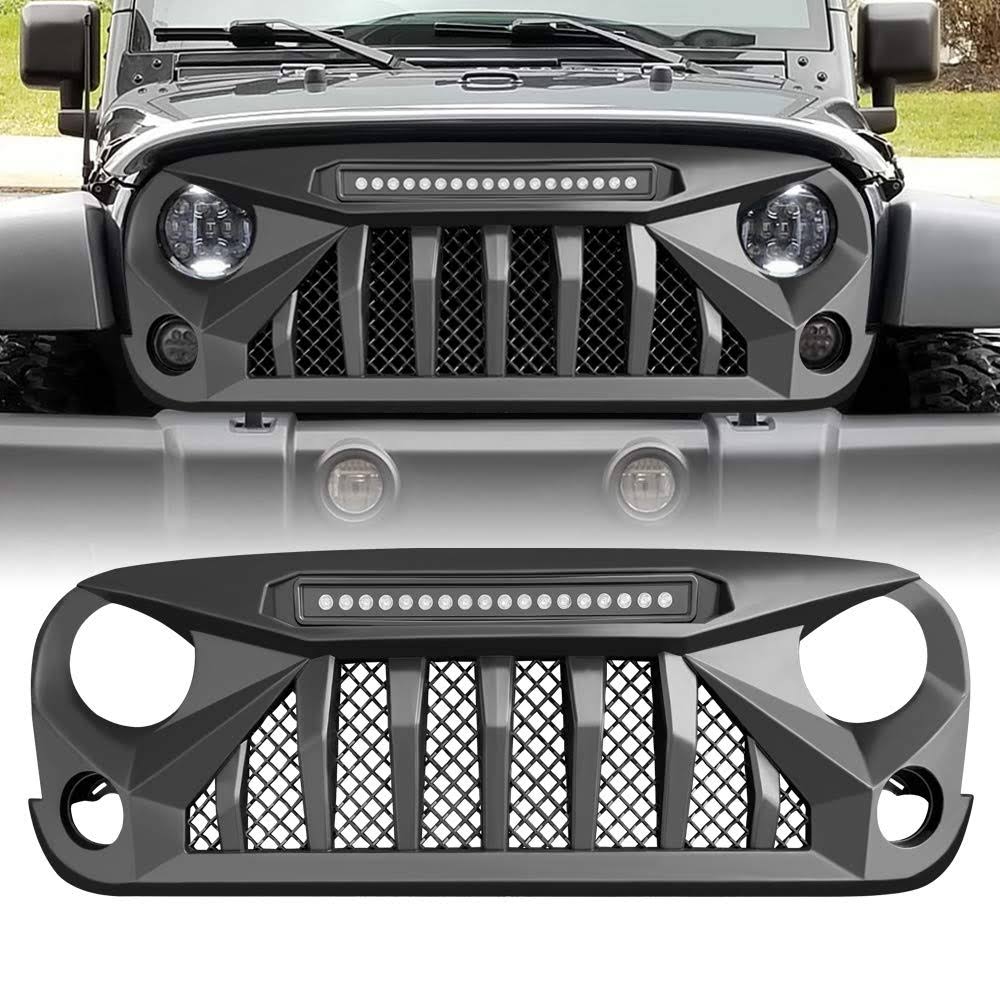 Matte Black Front Grill with LED Off-Road Lights V222