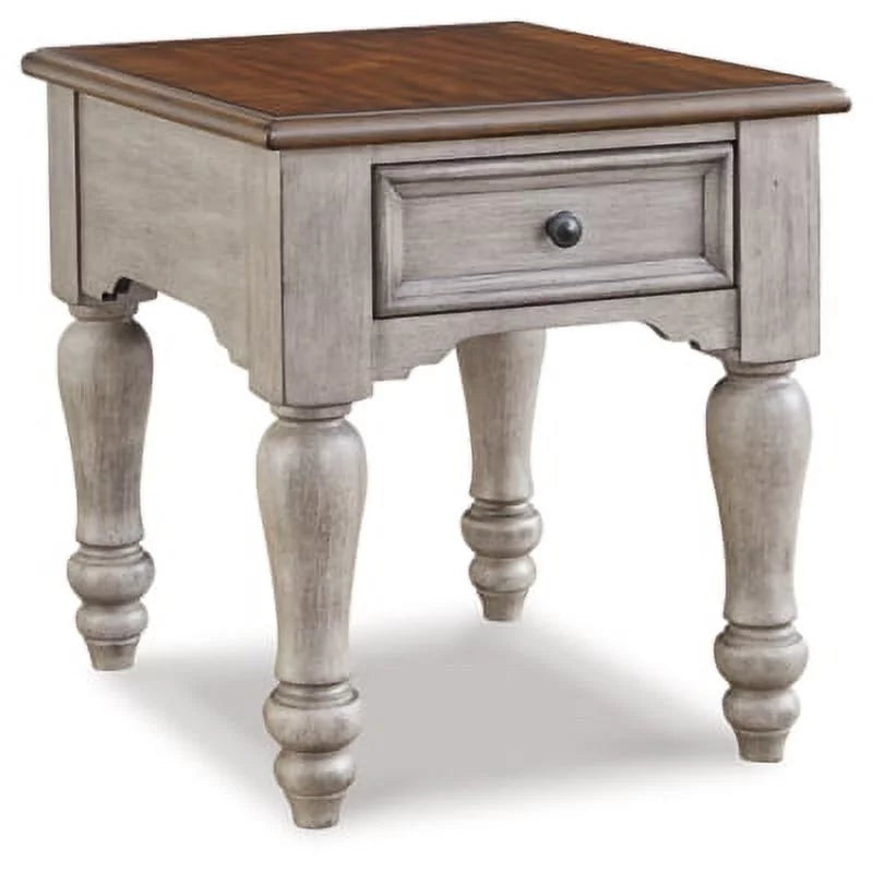 Antique Gray Brown End Table V979