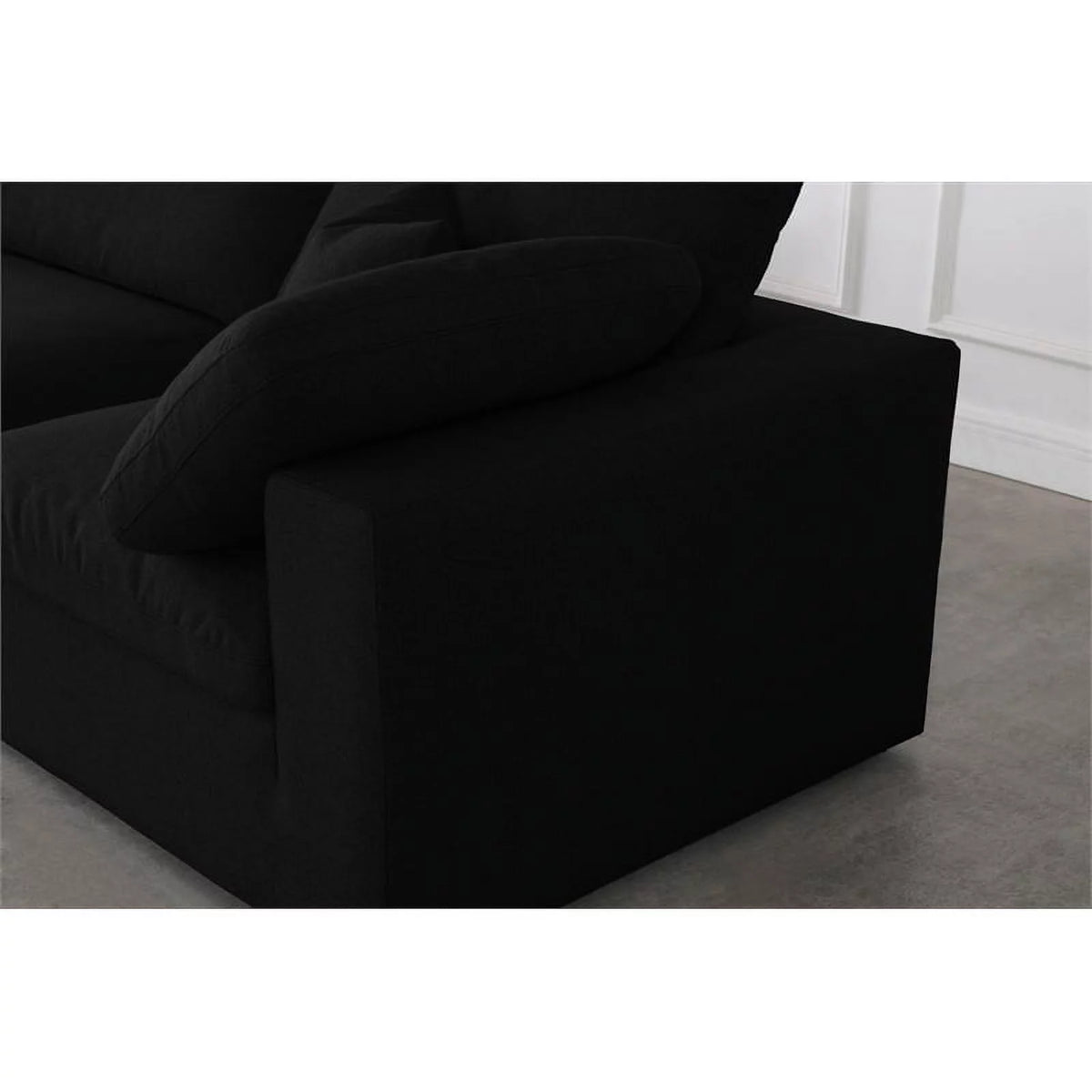 Black Linen Fabric Modular Sectional H12452