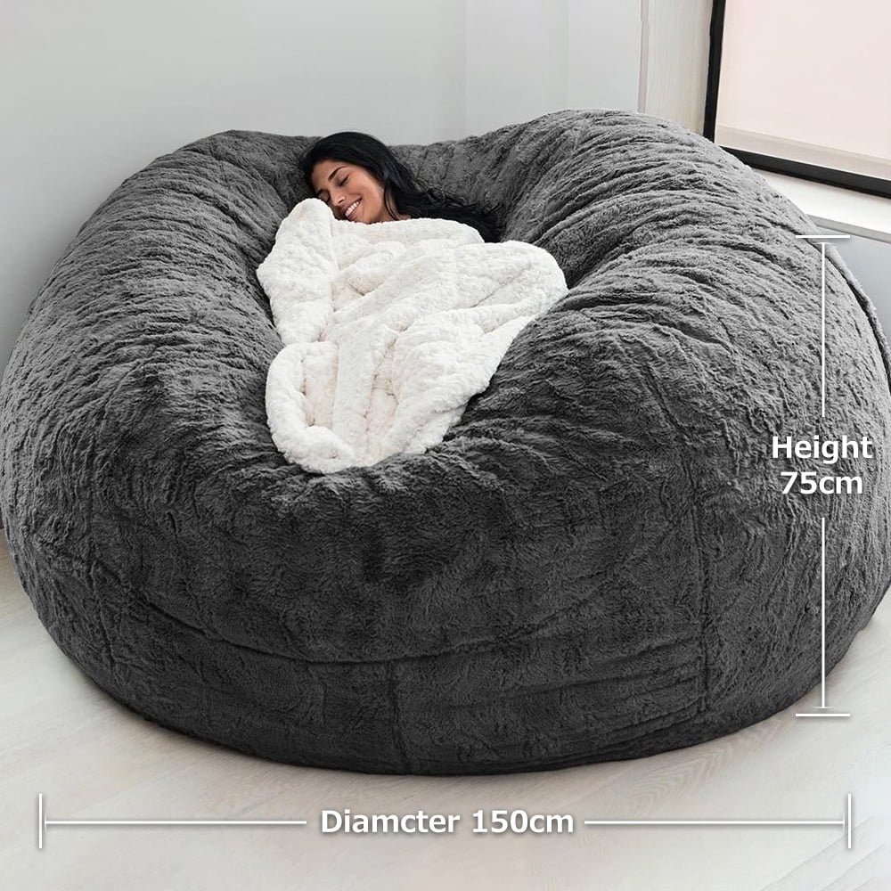 Bean Bag Chair Cover Large Round Soft Fluffy V8286