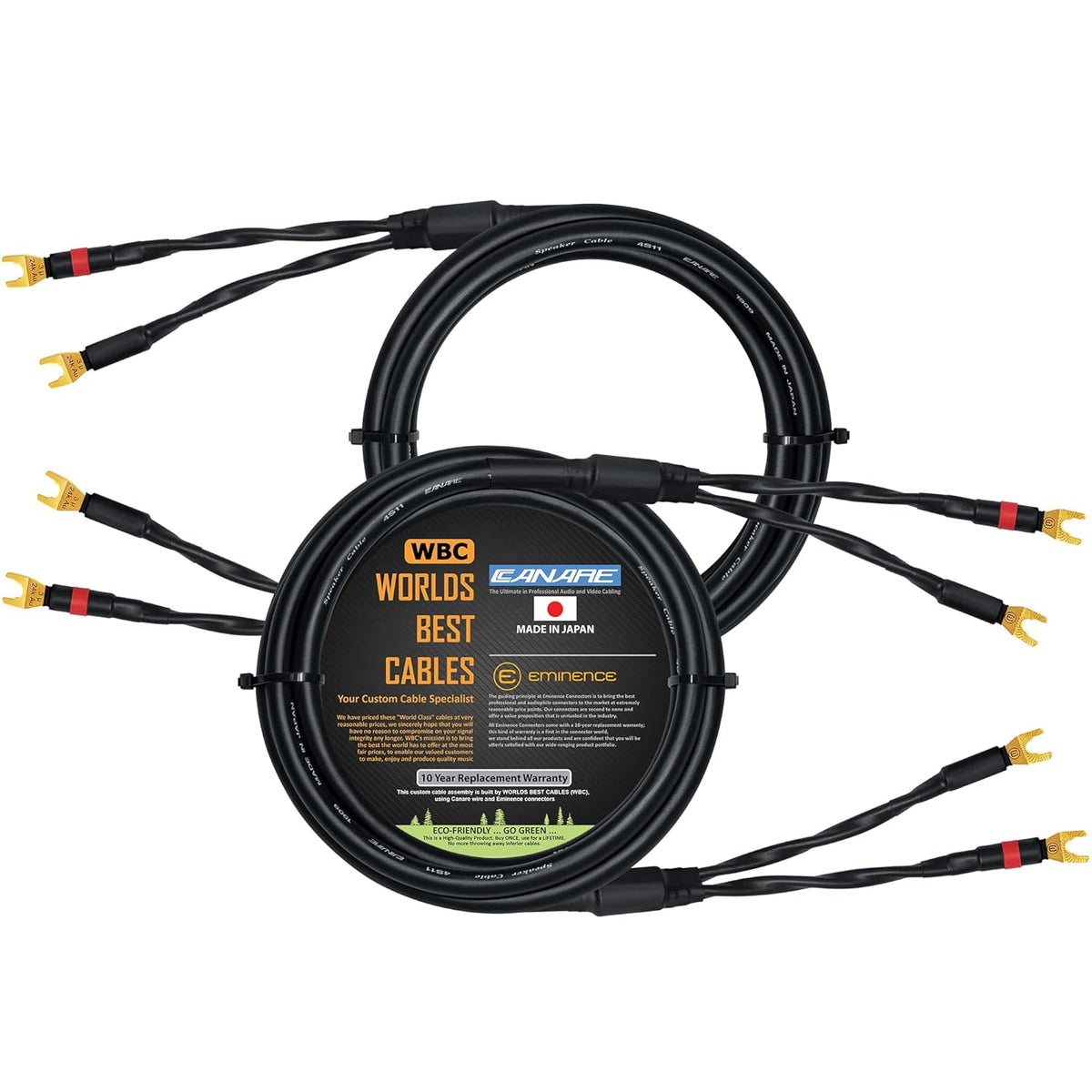 6 Foot Speaker Cable Pair with Spade Connectors Pack of 2 E349