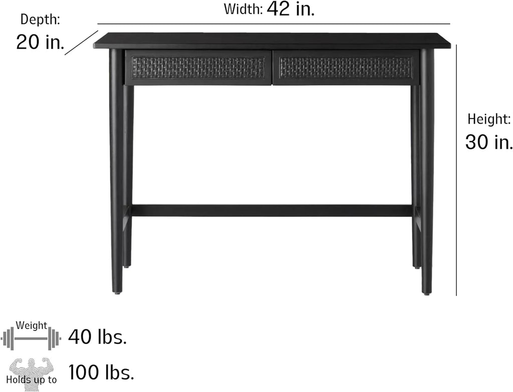 Black Wood & Cane Writing Desk U19099
