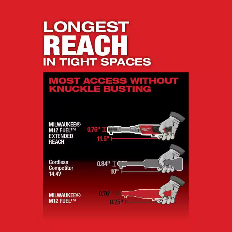 12V 3/8 in. Brushless Cordless Extended Reach Ratchet O7201