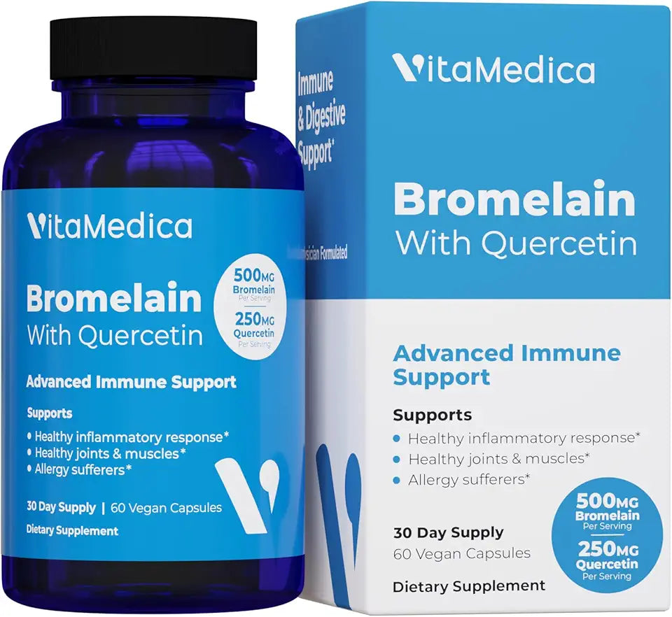 500mg Bromelain 250mg Quercetin 60 Vegan Capsules A9270