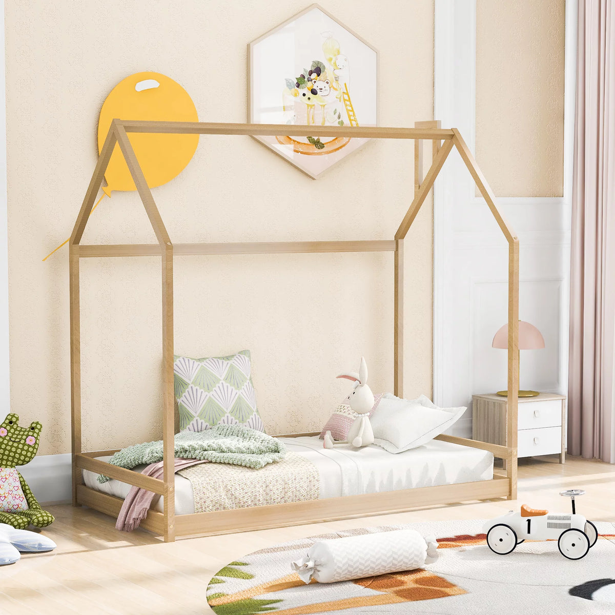 Twin Size Wood House Bed T6346