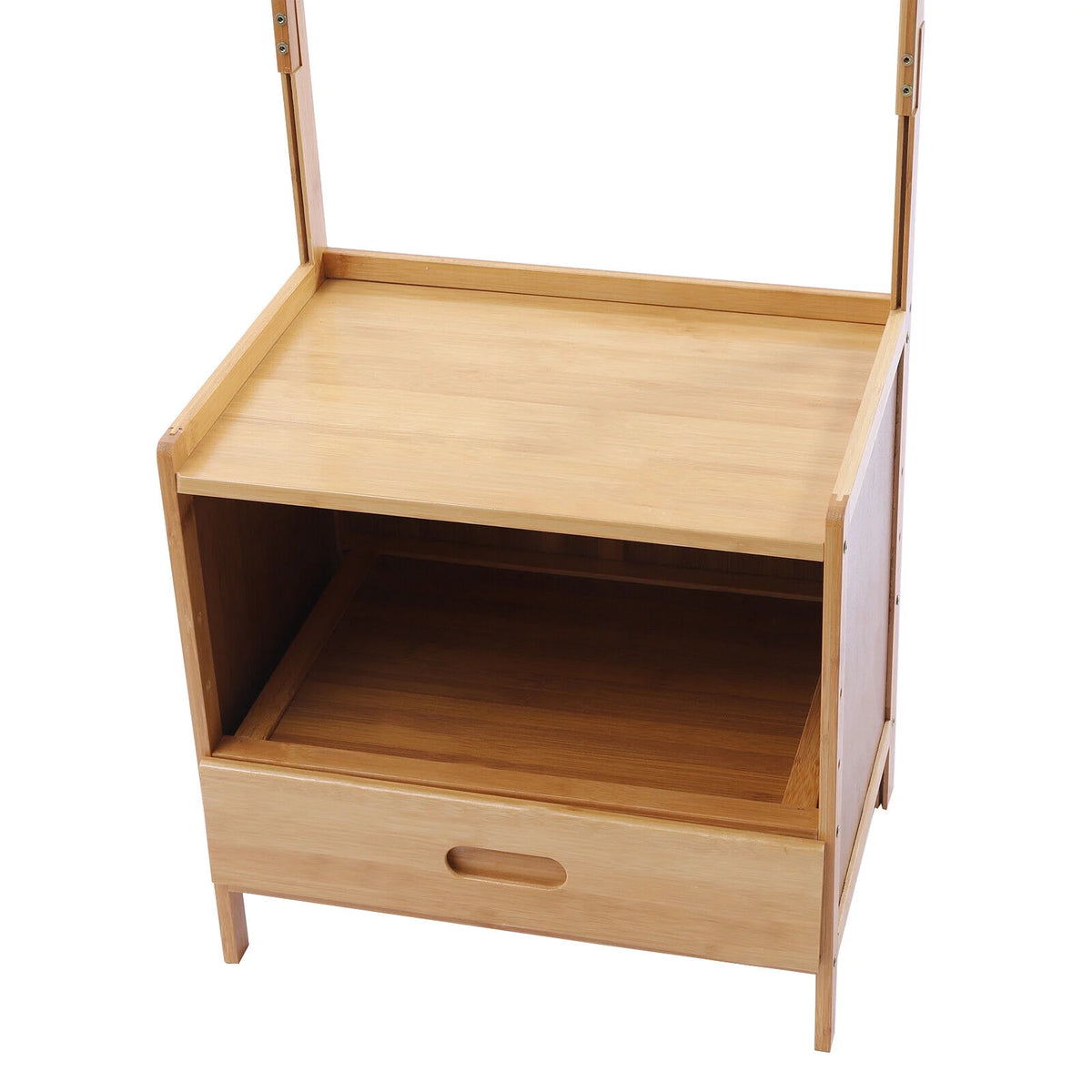 Bamboo Coat Hat Rack Shoe Bench with 8 Hooks C72453