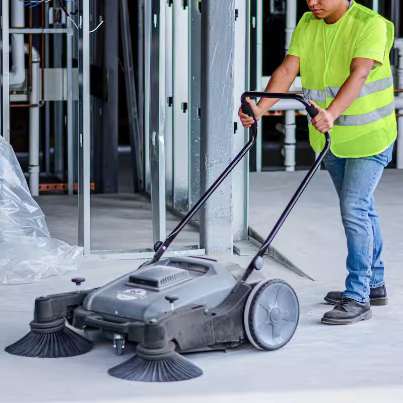 38 in. Walk Behind Push Sweeper with Triple Power Brooms S84224