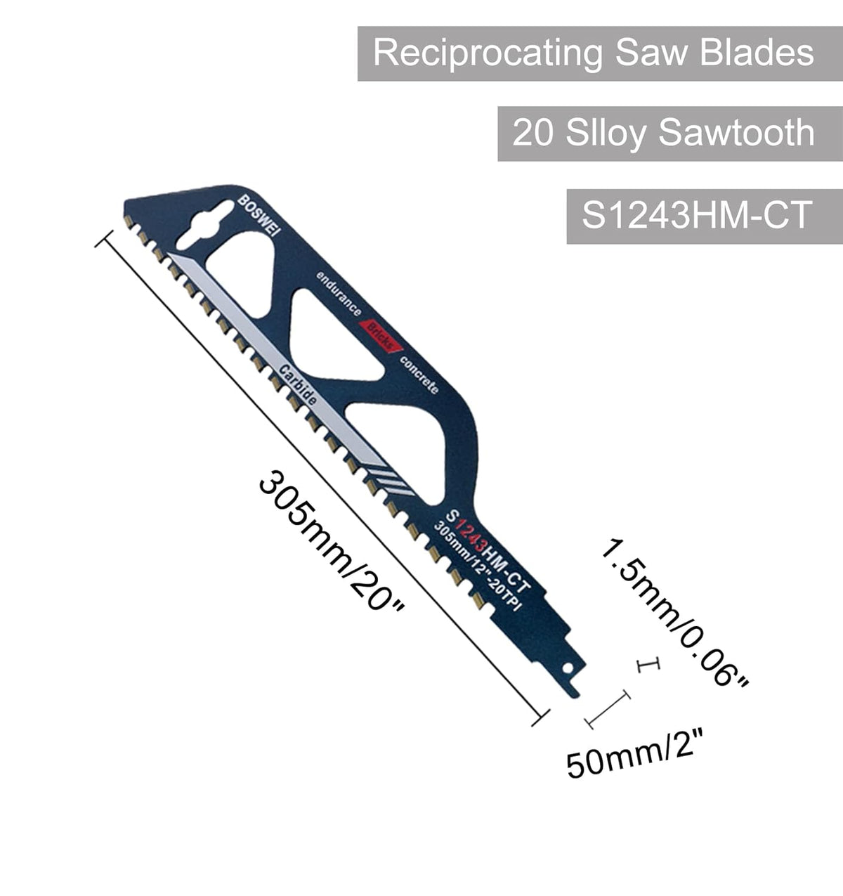 Reciprocating Saw Blades for Cutting Concrete, Masonry, Brick, Pack of 2 T45161