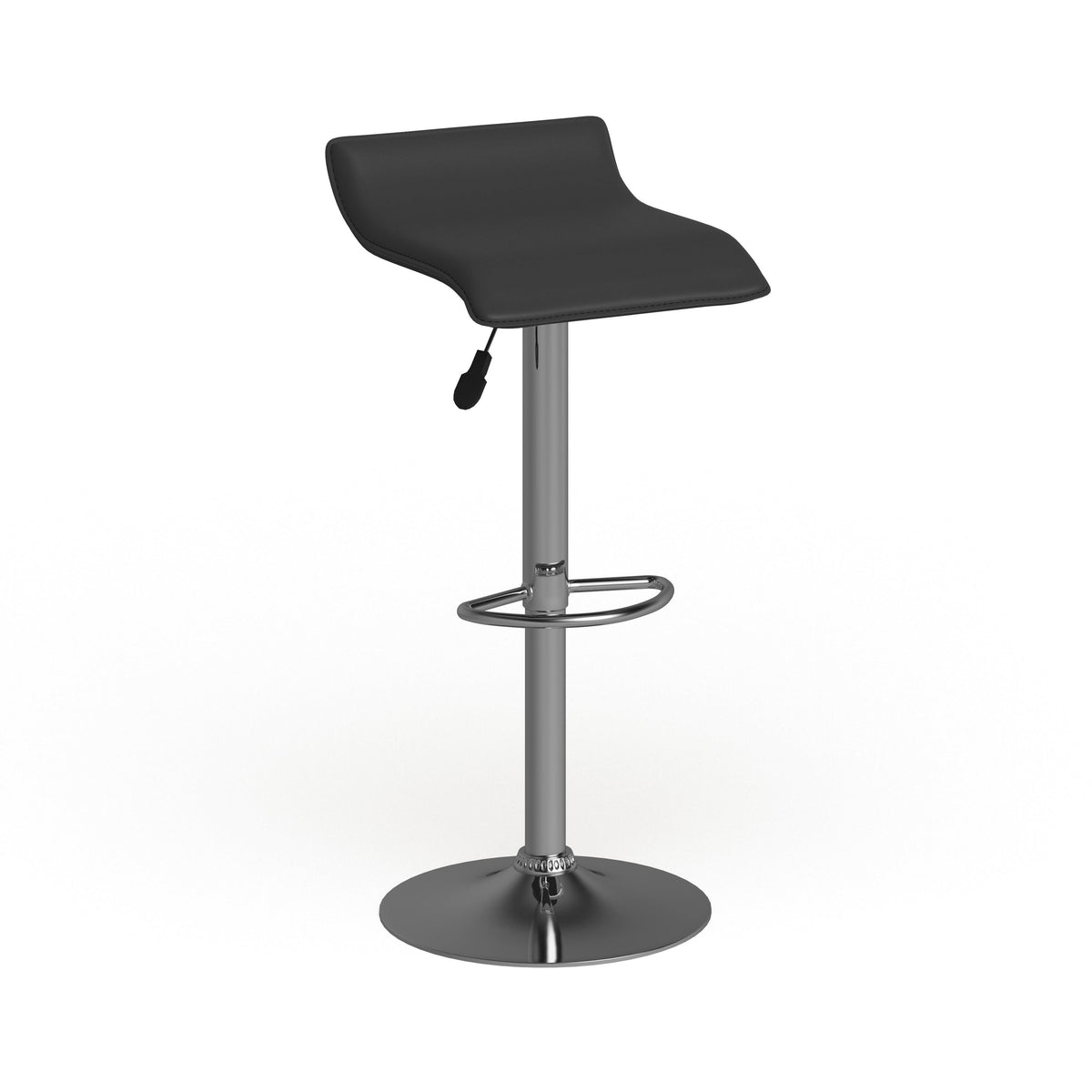 Black Vinyl Adjustable Height Barstool with Chrome Base H146304