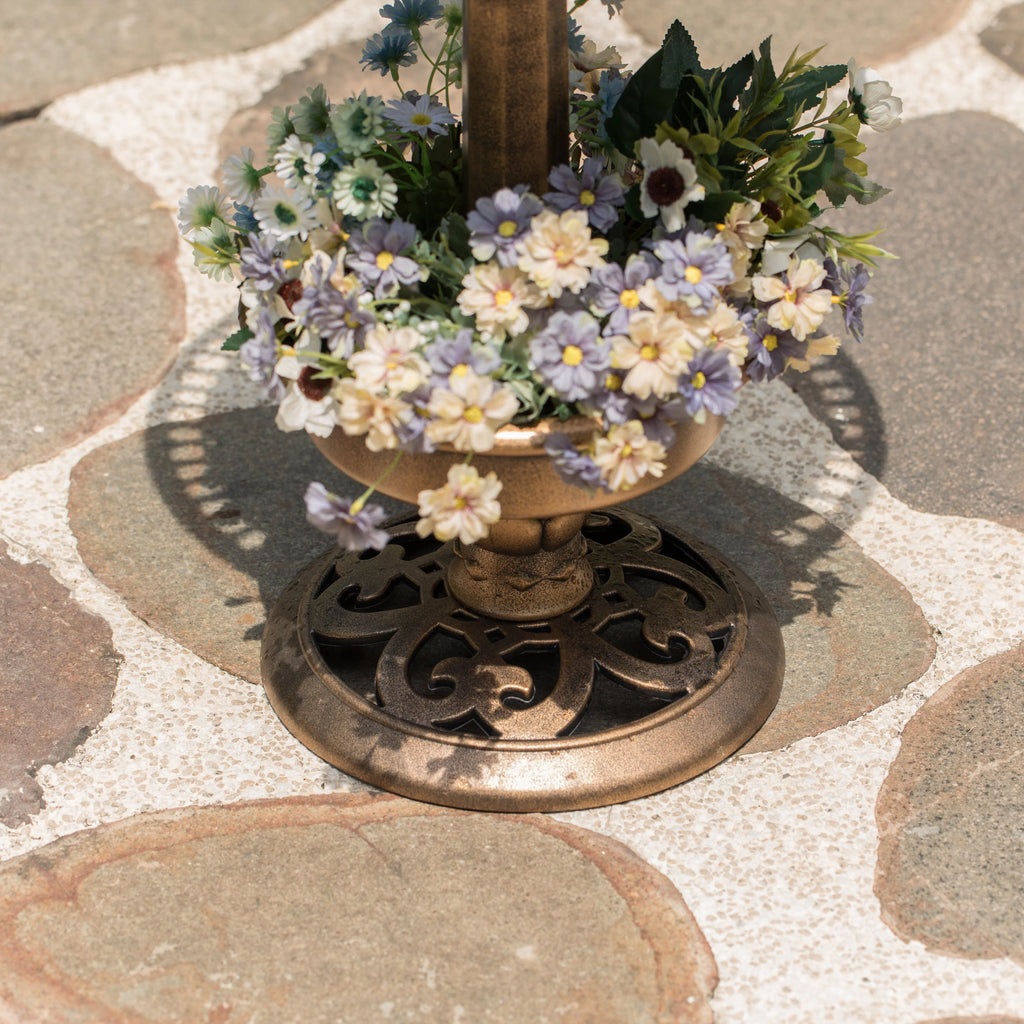 Solar Powered Round Bird Bath and Pond Fountain with Planter Bowl X62507
