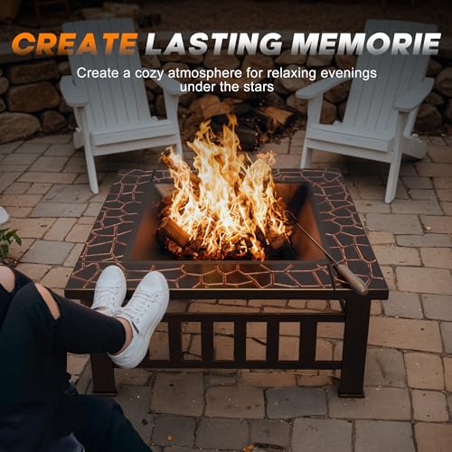 32 Inch Metal Fire Pit with Waterproof Cover H509002