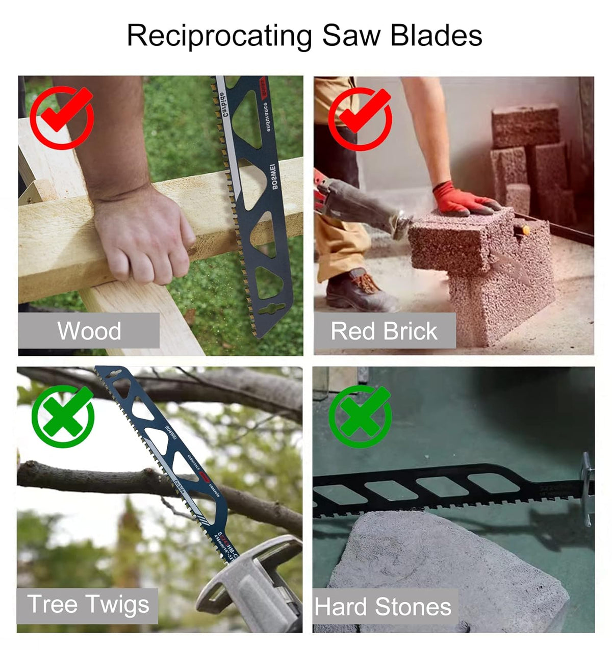 Reciprocating Saw Blades for Cutting Concrete, Masonry, Brick, Pack of 2 T45161