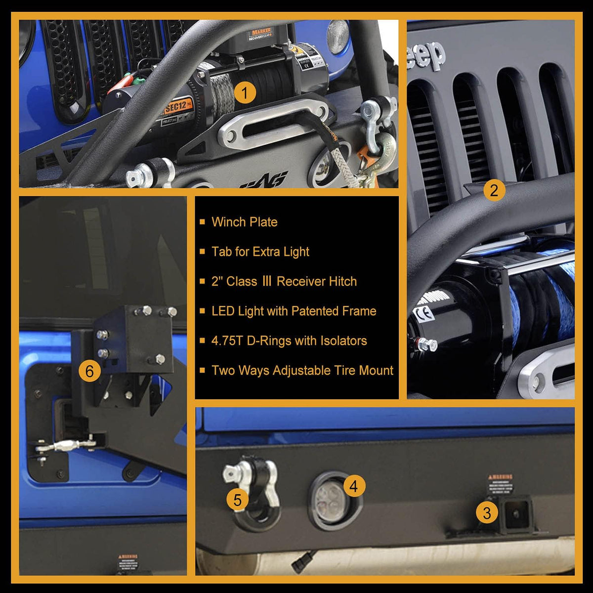 Front and Rear Bumper with Tire Carrier Combo V327