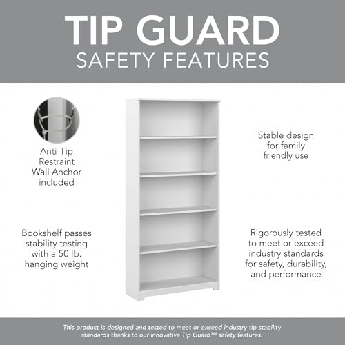 Tall 5 Shelf White Bookcase D54954