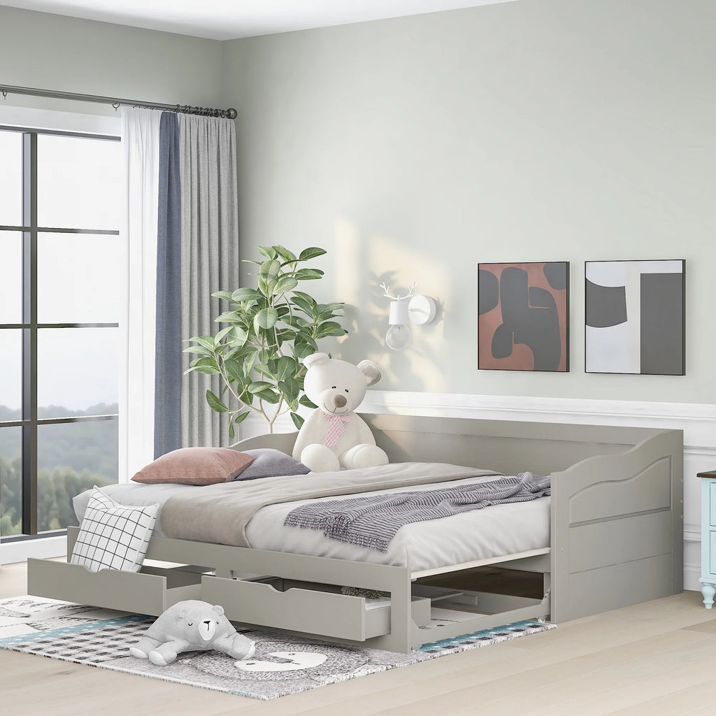 Wooden Sofa Bed with Roller Bed and Two Storage Drawers U581